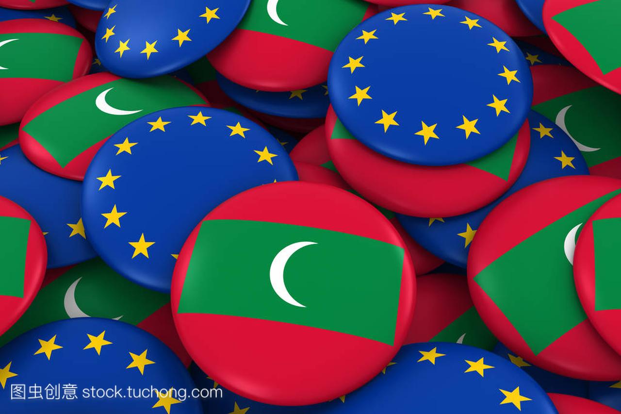 马尔代夫和欧洲徽章背景-马尔代夫和欧洲标志