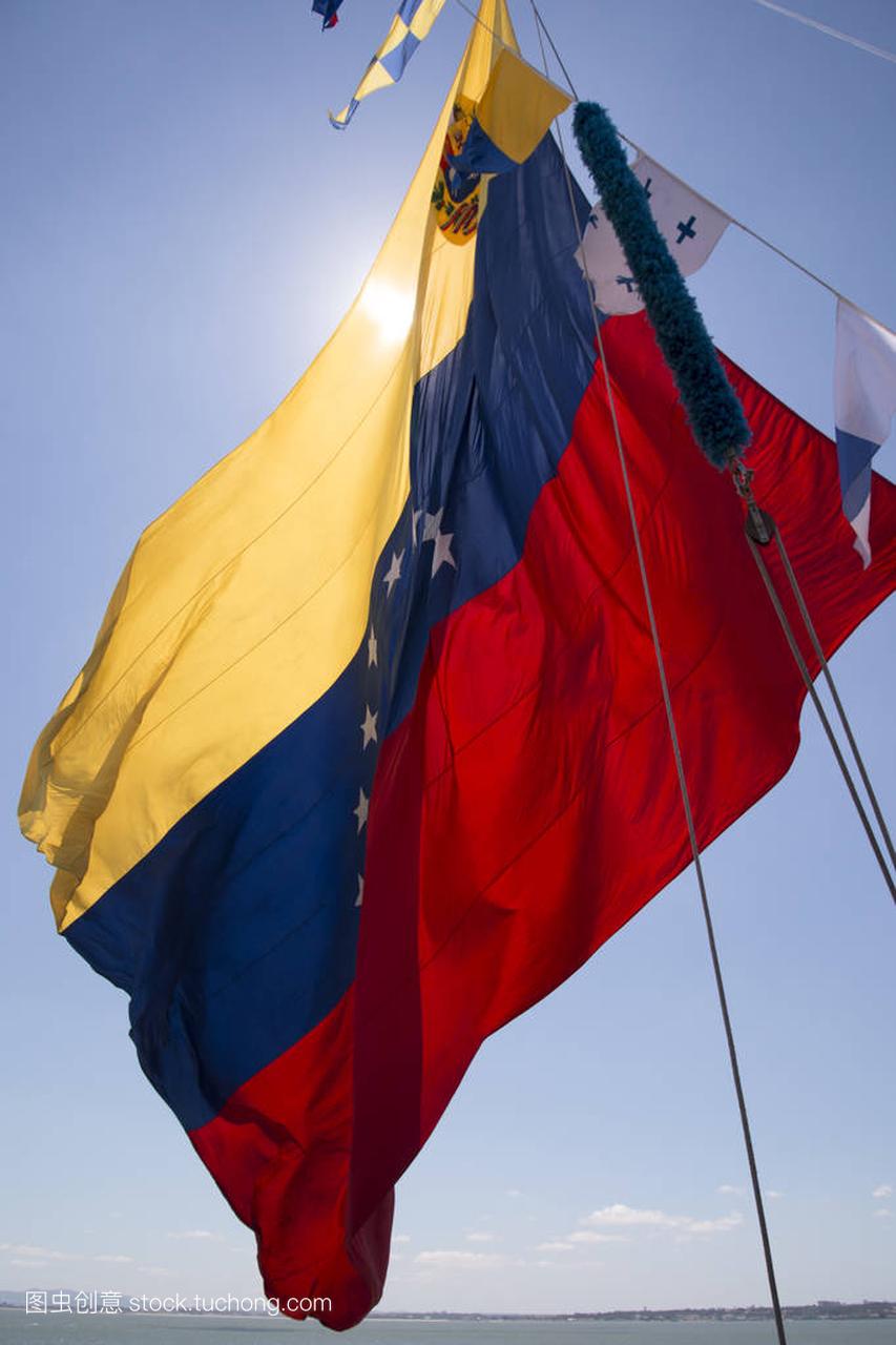委内瑞拉国旗在天空中