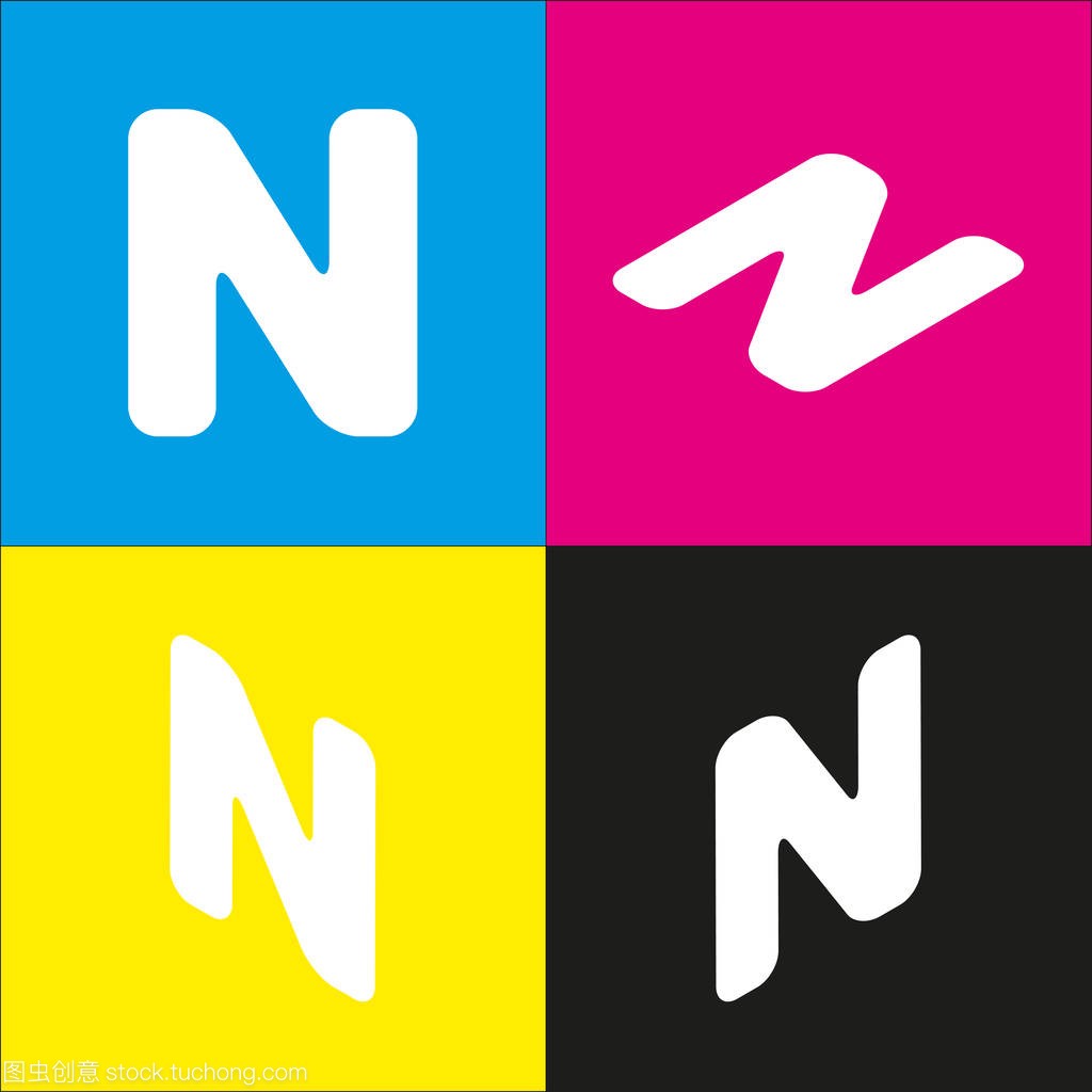 字母 N 标志设计模板元素。矢量。与等轴测