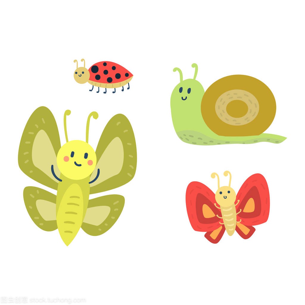 五颜六色的蝴蝶与抽象装饰图案矢量图形夏天自