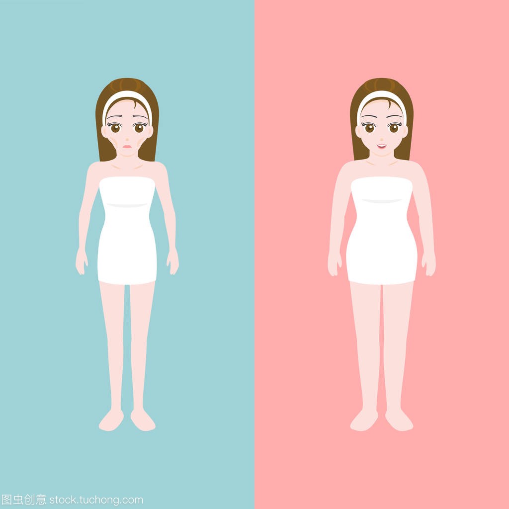 女人在毛巾瘦体重不足和正常形状、 神经性厌