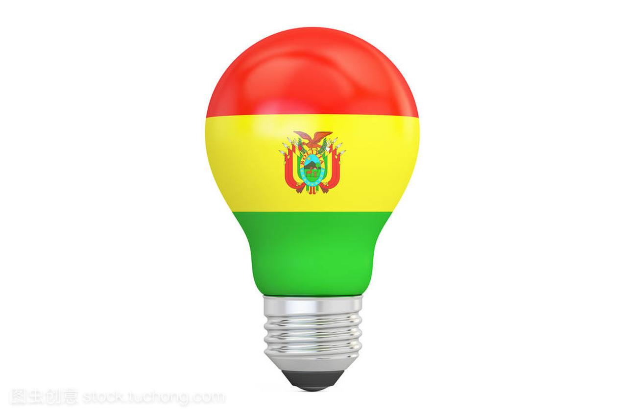 灯泡与玻利维亚国旗,3d 渲染