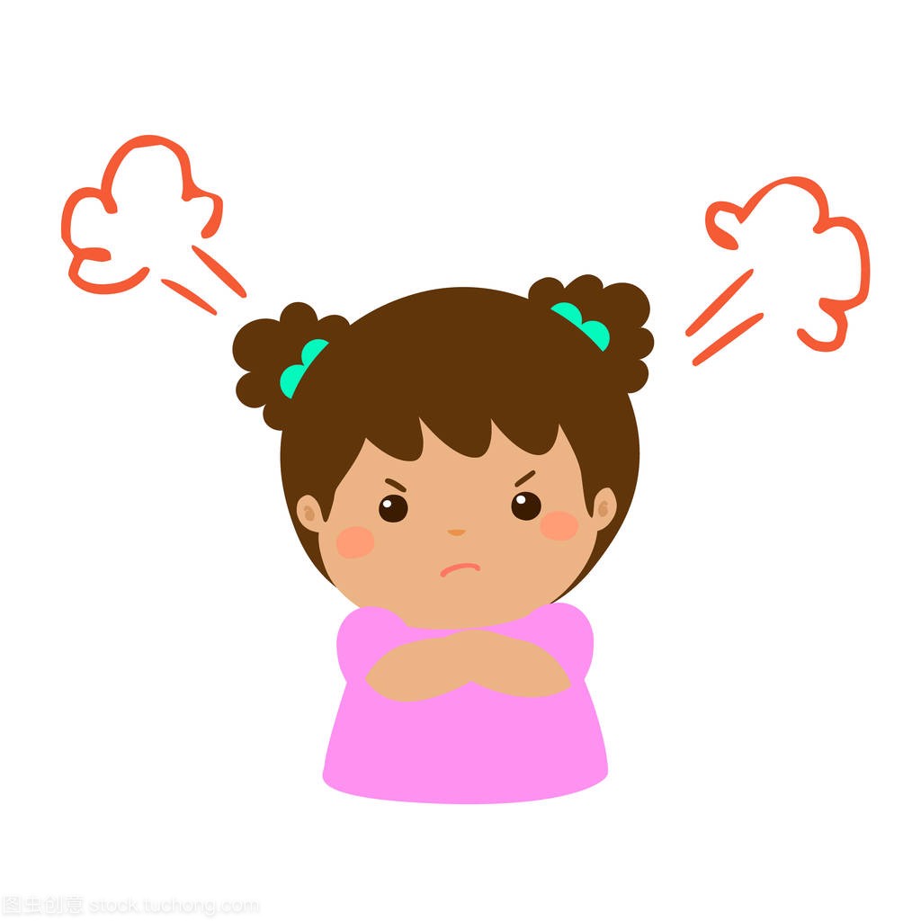 生氣 小女孩 表情插畫 馬尾女孩, 小女孩剪貼畫, 憤怒生氣, 小滿女孩素材圖案，PSD和PNG圖片免費下載