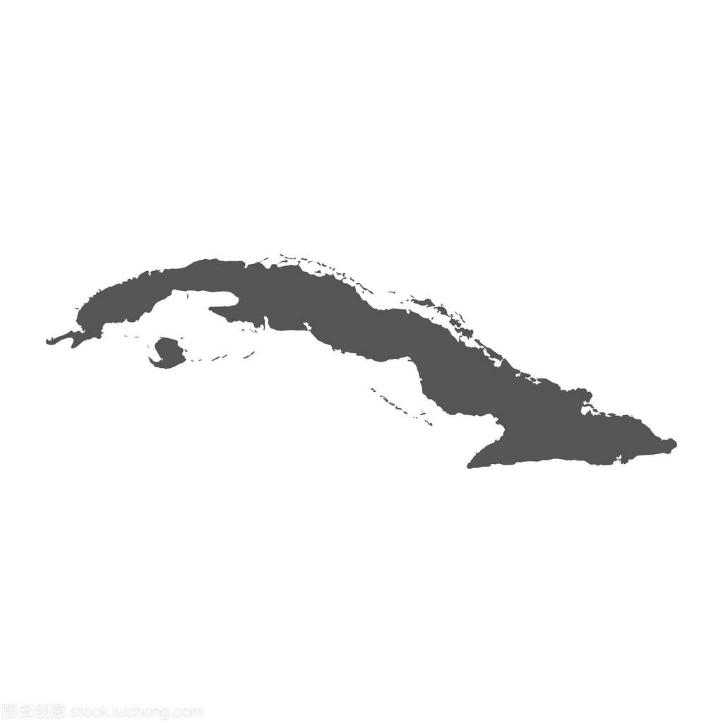 古巴矢量地图。白色背景上的黑色图标