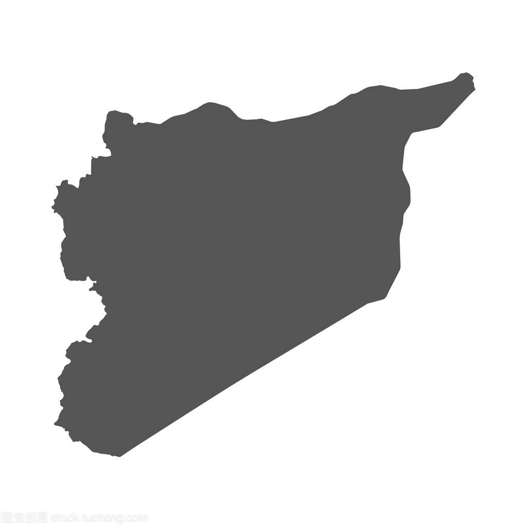叙利亚矢量地图。白色背景上的黑色图标
