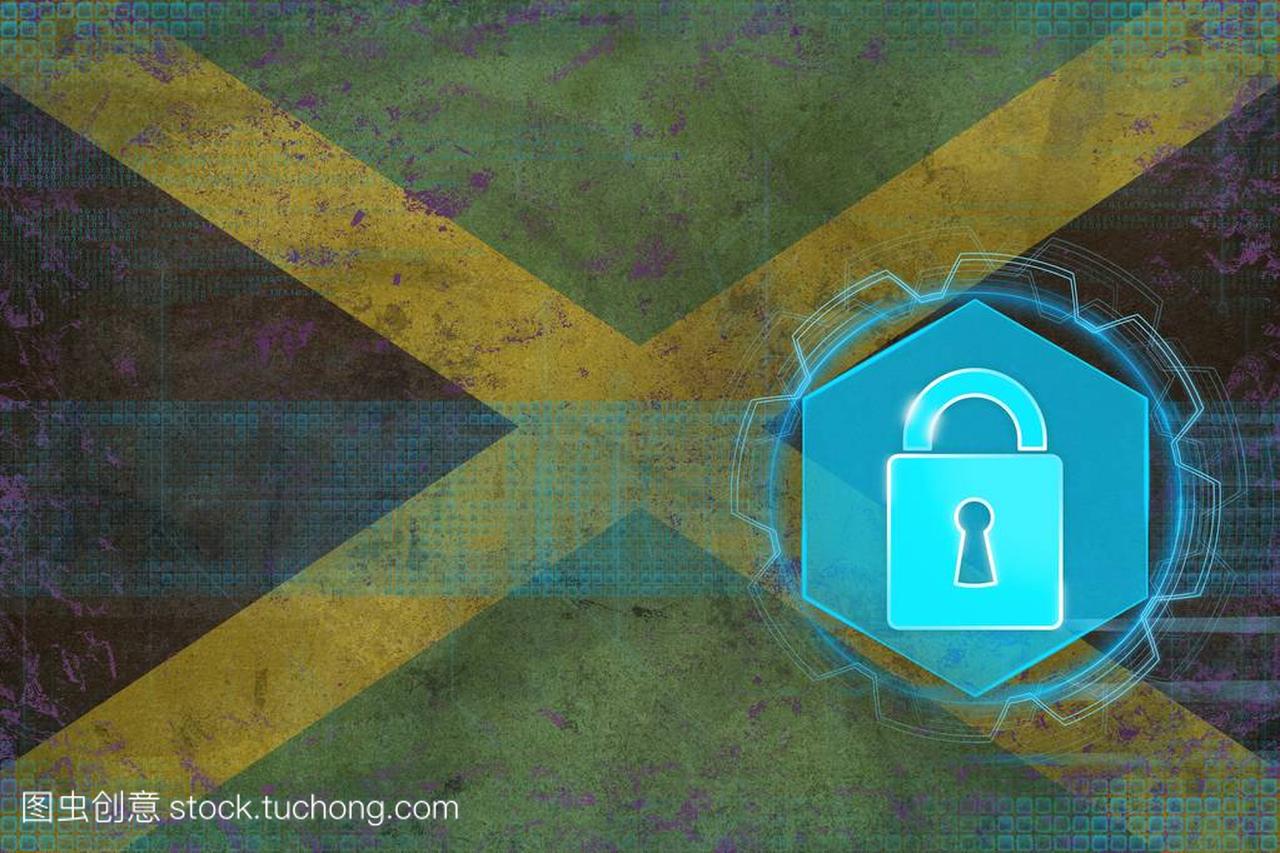 牙买加网络保护。数字安全概念