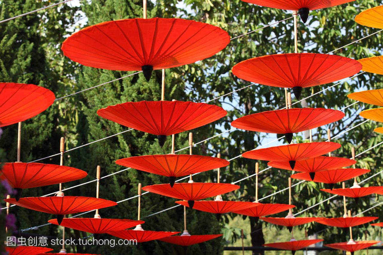 撑着雨伞,装饰中国组成,泰国