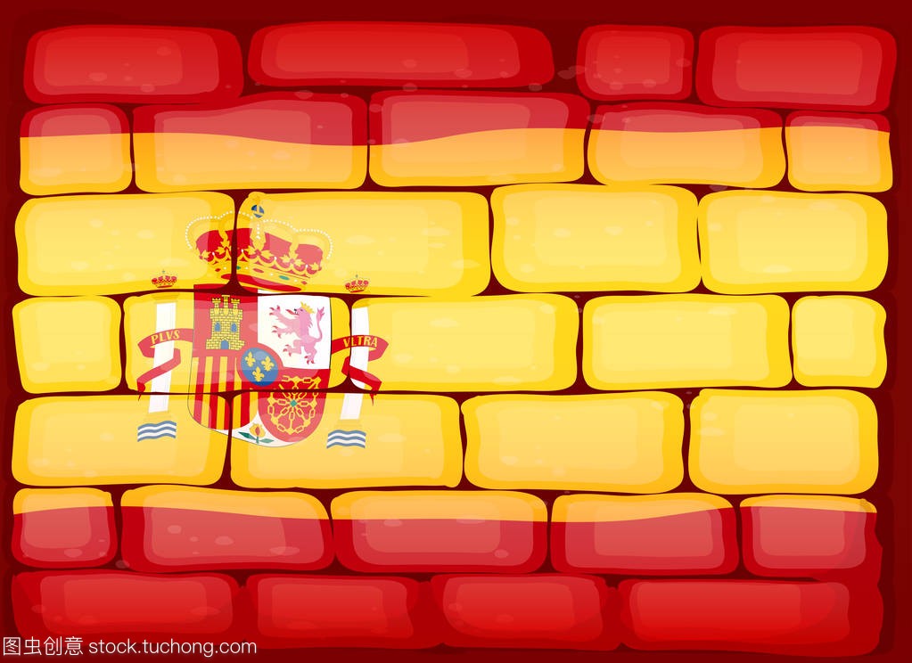 西班牙国旗画在墙上