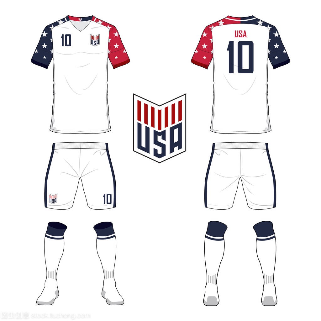 足球球衣或足球工具包模板为美国国家足球队的