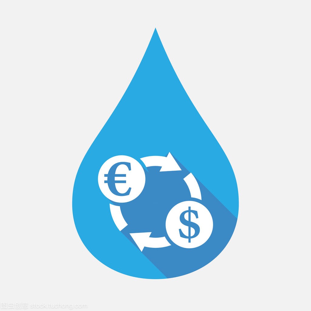 孤立的水滴与欧元美元汇率符号