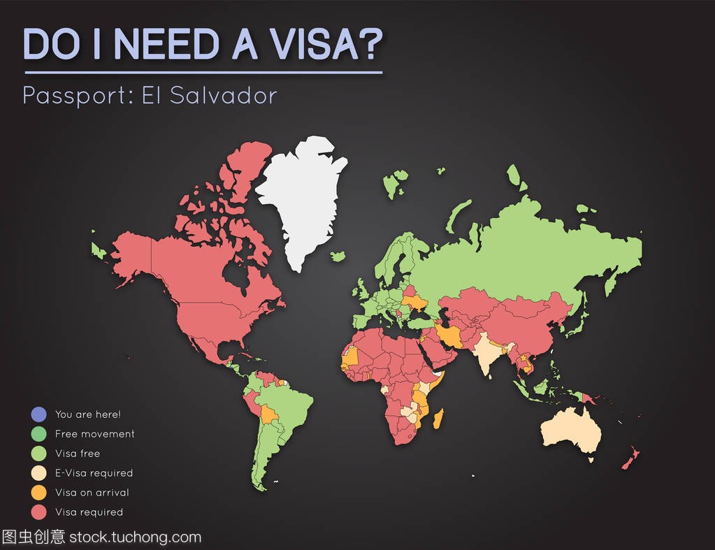 萨尔瓦多共和国护照持有人 2017 年世界地图信