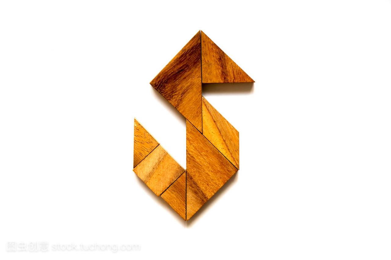 木制七巧板拼图作为英语字母L形白色