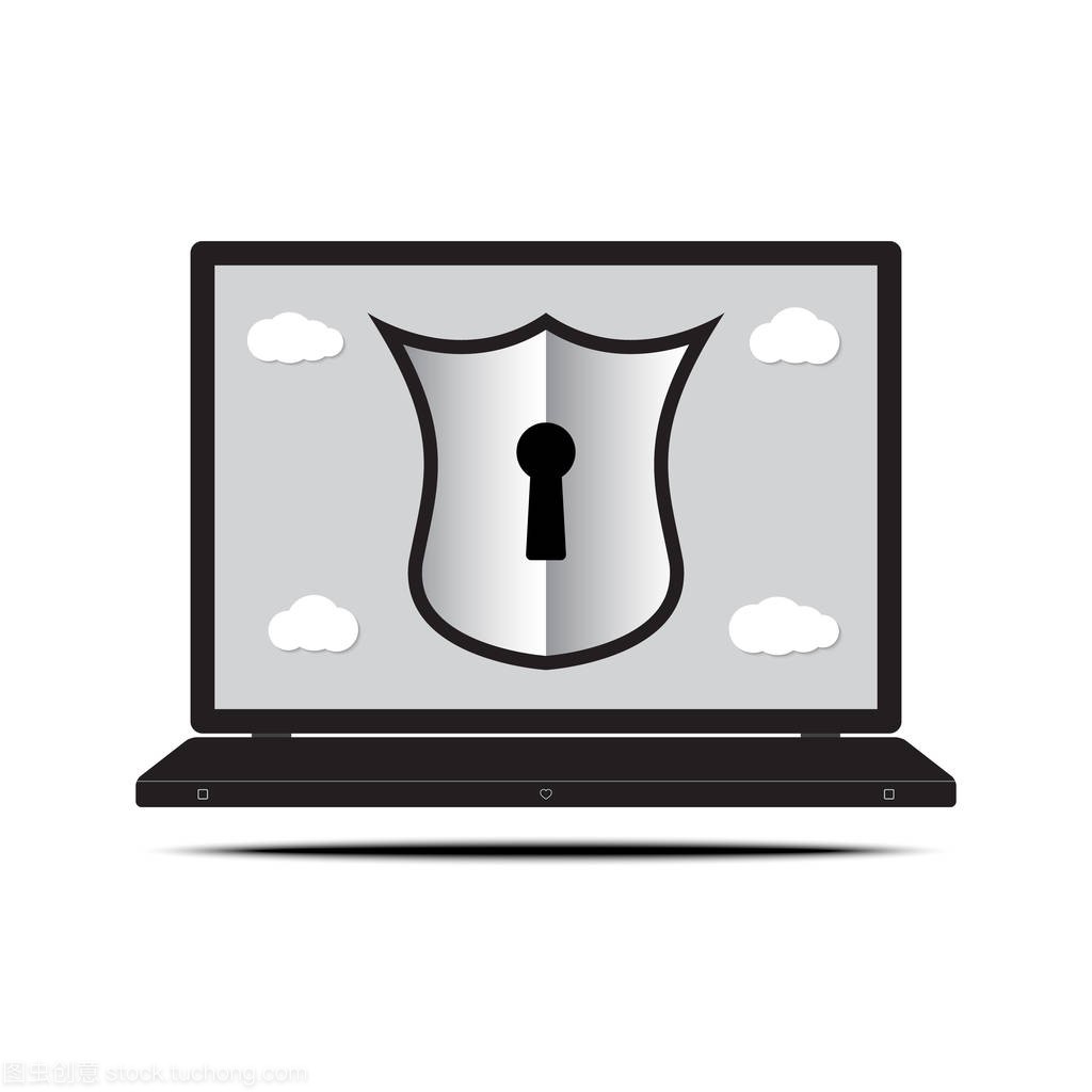 技术数字网络安全锁孔盾笔记本电脑