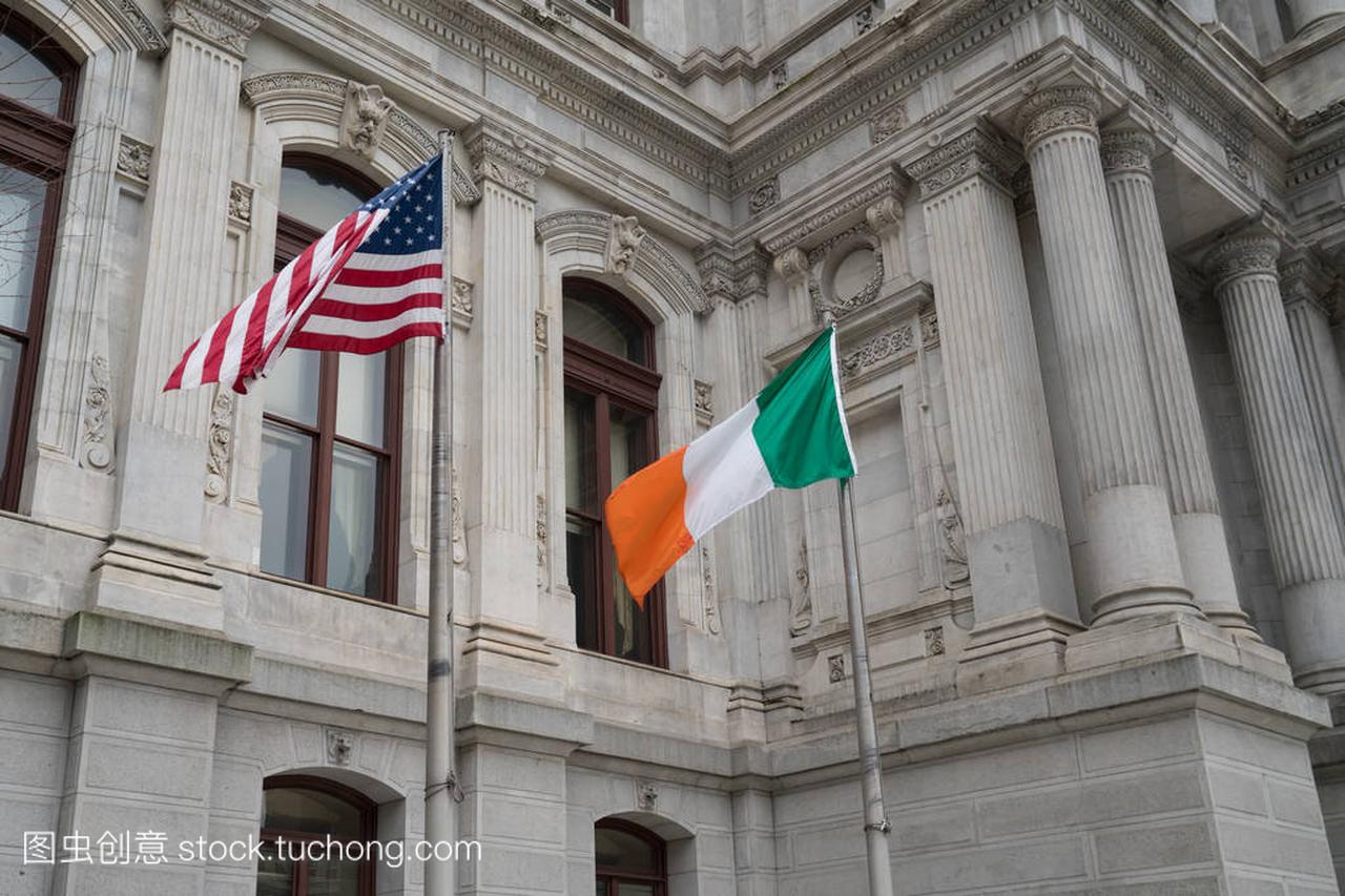 爱尔兰和美国的国旗