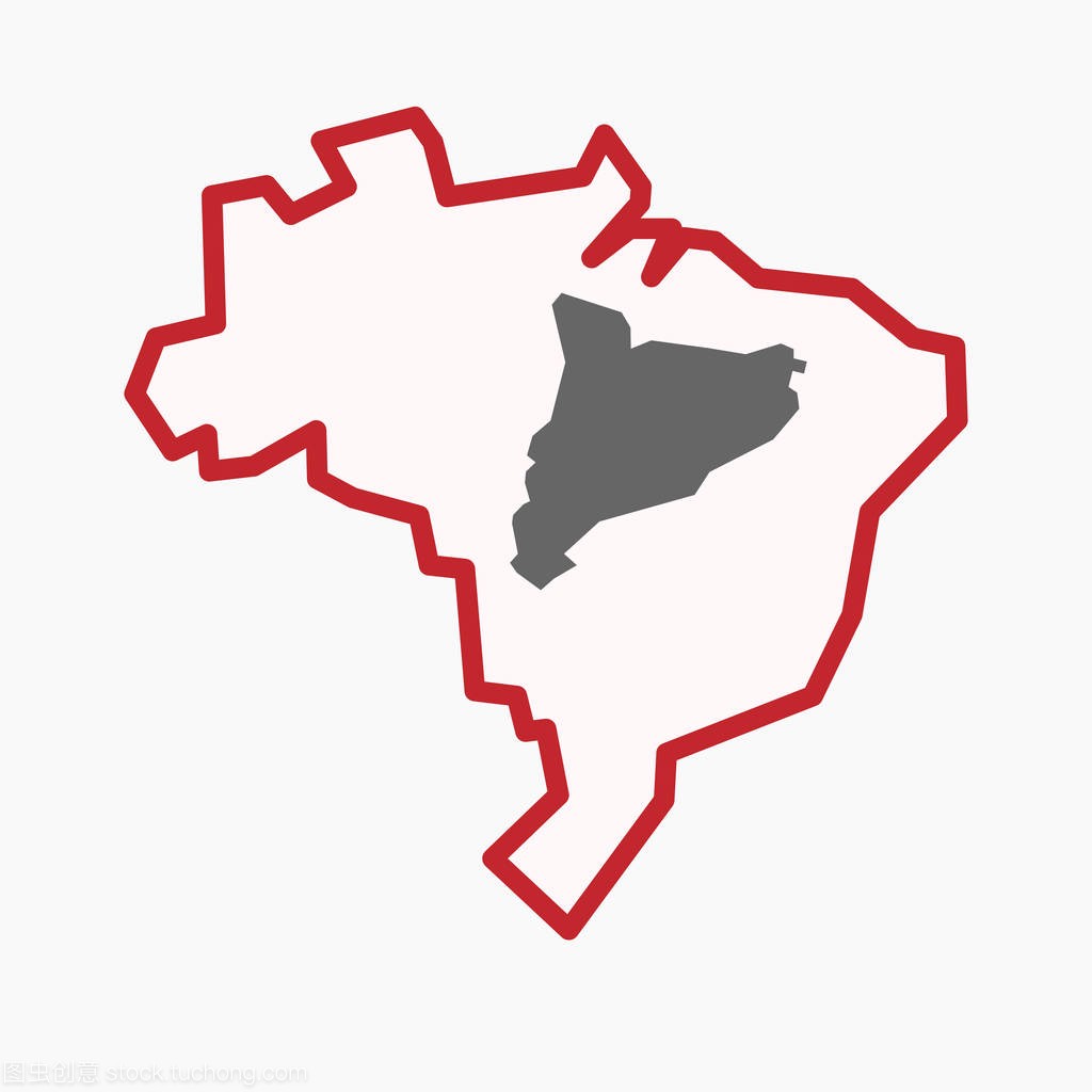 孤立的巴西地图,与加泰罗尼亚地区地图