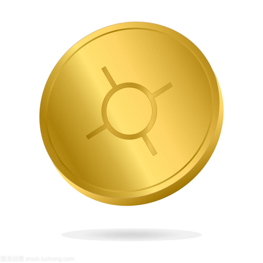 现实黄金通用货币符号硬币矢量图。钱货币硬币