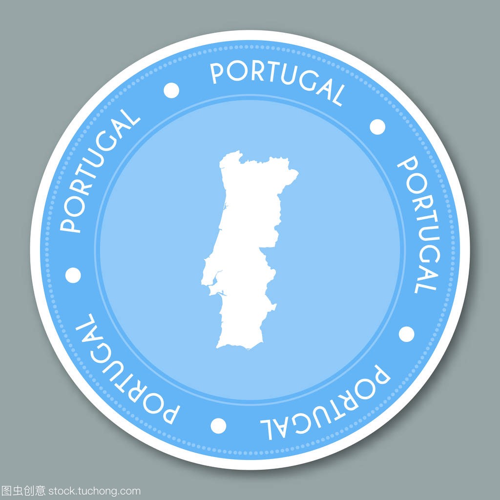 葡萄牙标签平贴纸设计爱国国家地图圆标签国家
