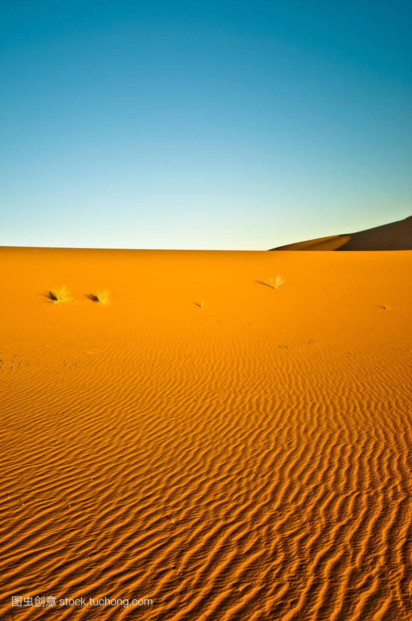 在摩洛哥撒哈拉沙漠的沙丘