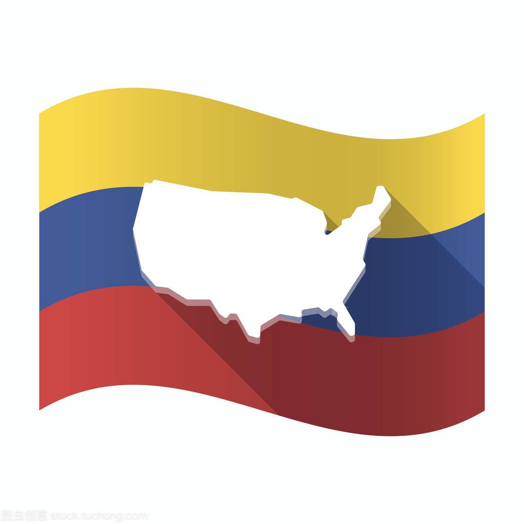 与美国地图的孤立的委内瑞拉国旗