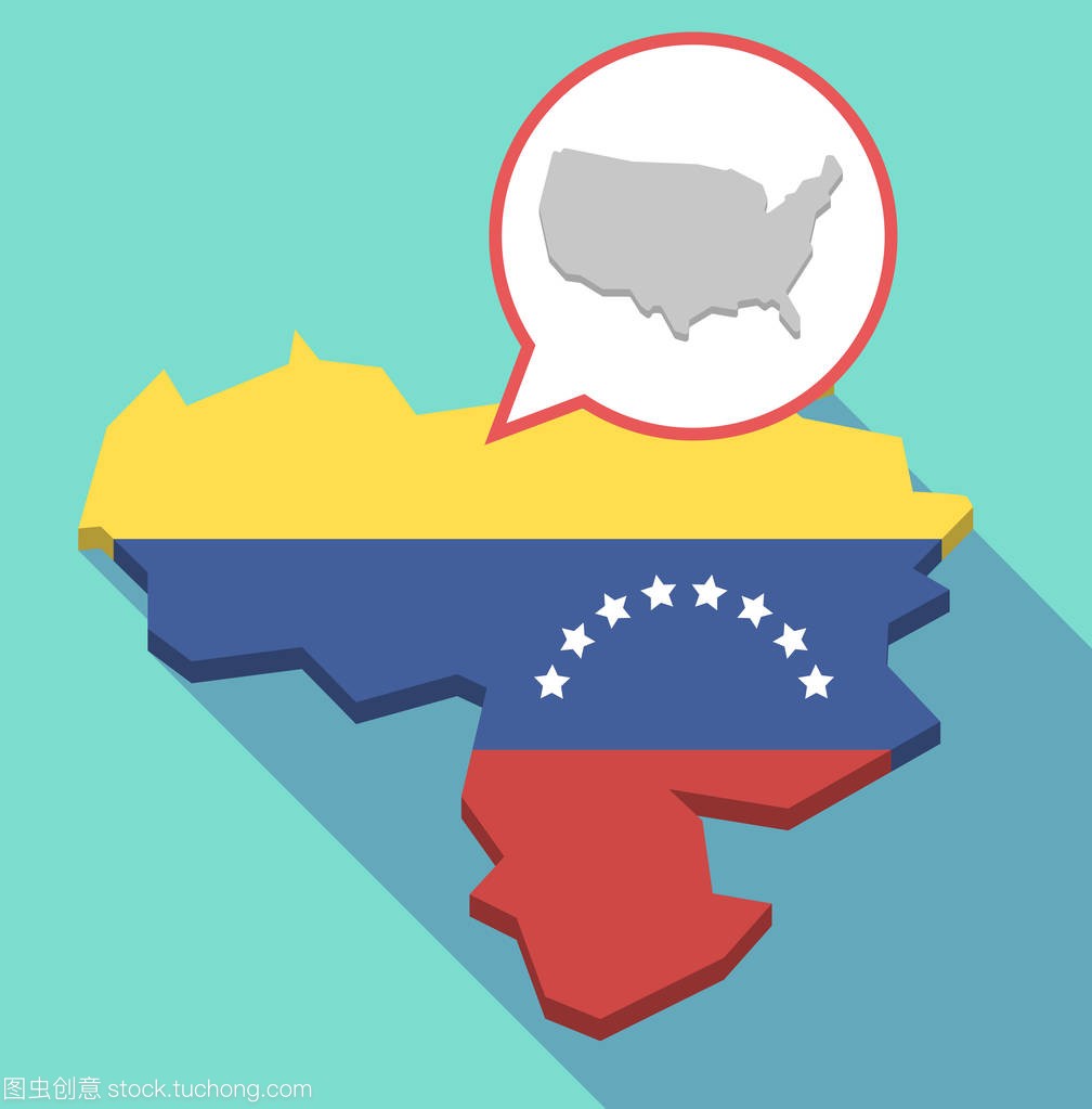 长阴影委内瑞拉地图与美国地图