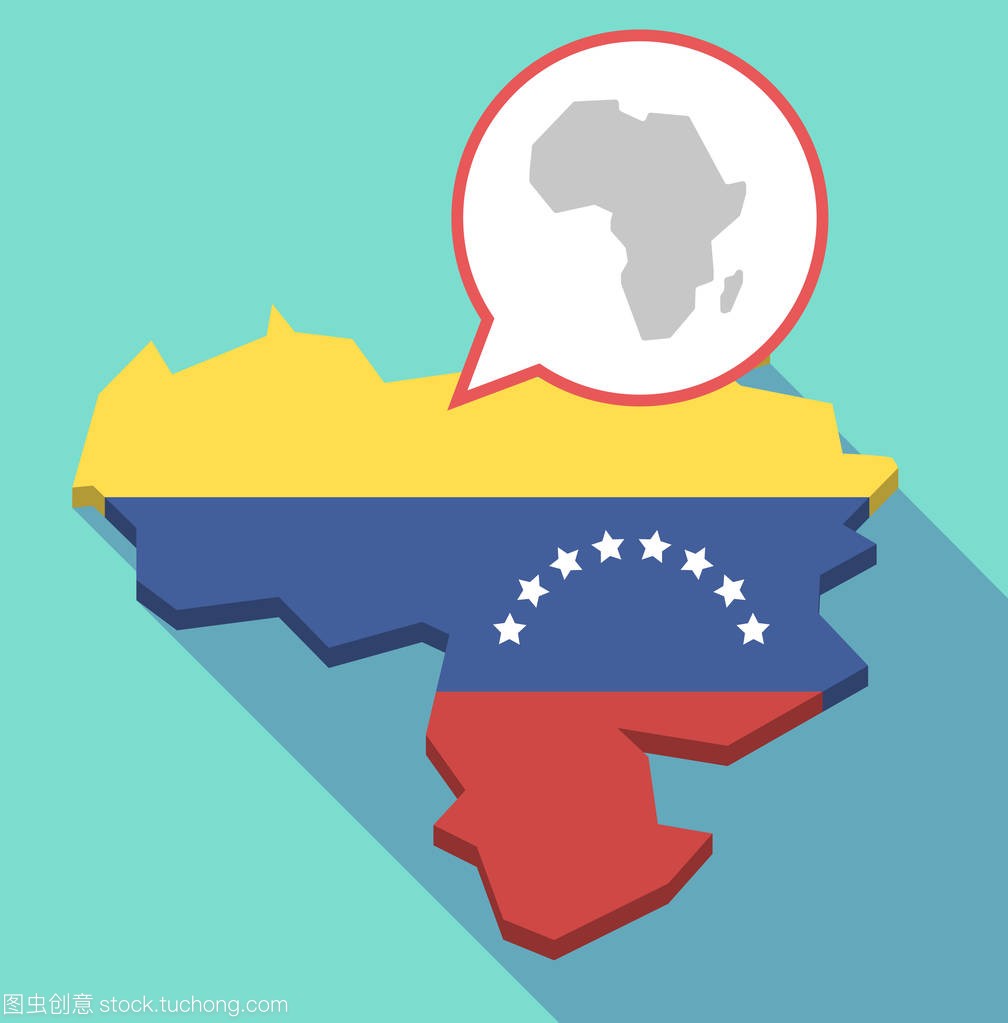 长阴影委内瑞拉地图与非洲大陆地图