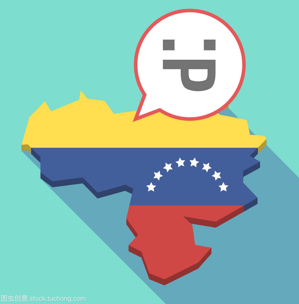 长阴影委内瑞拉地图与伸出舌头文本脸