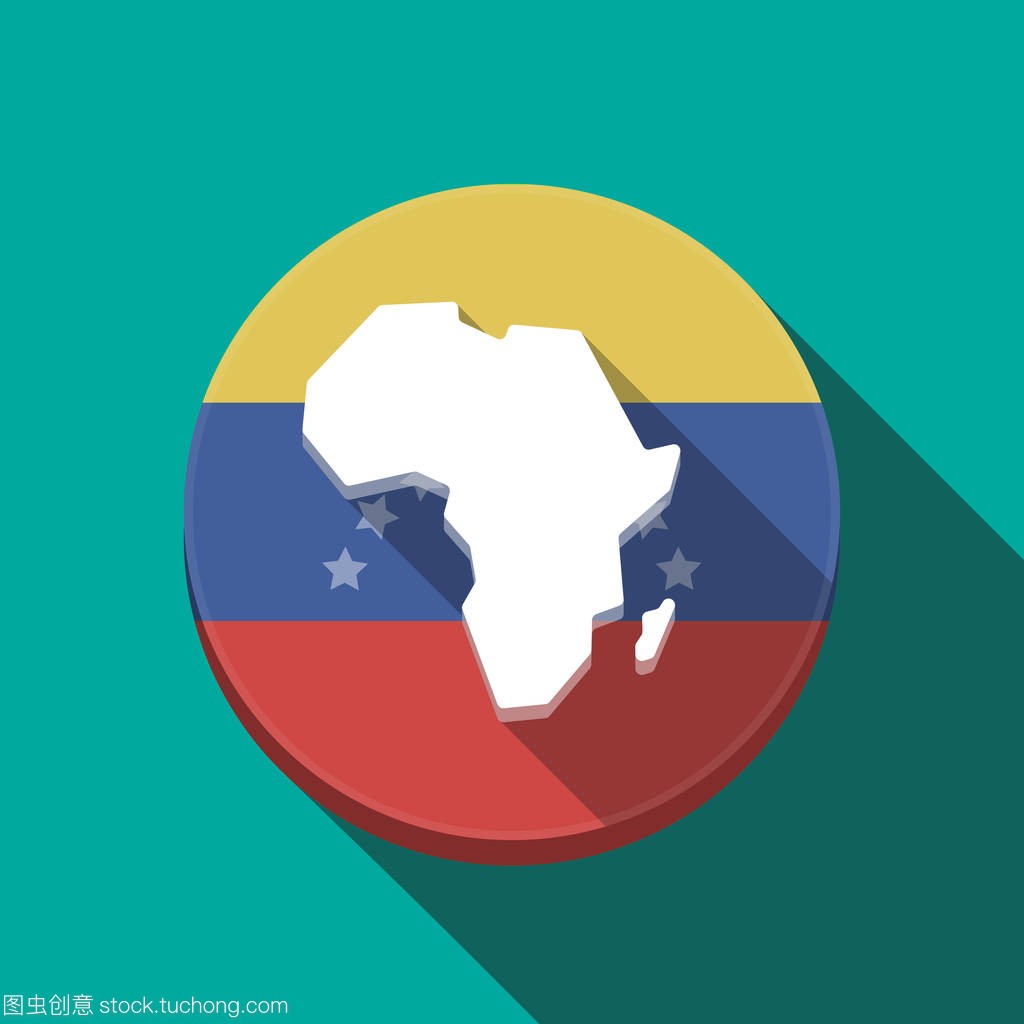 长阴影委内瑞拉按钮与非洲 continen 地图