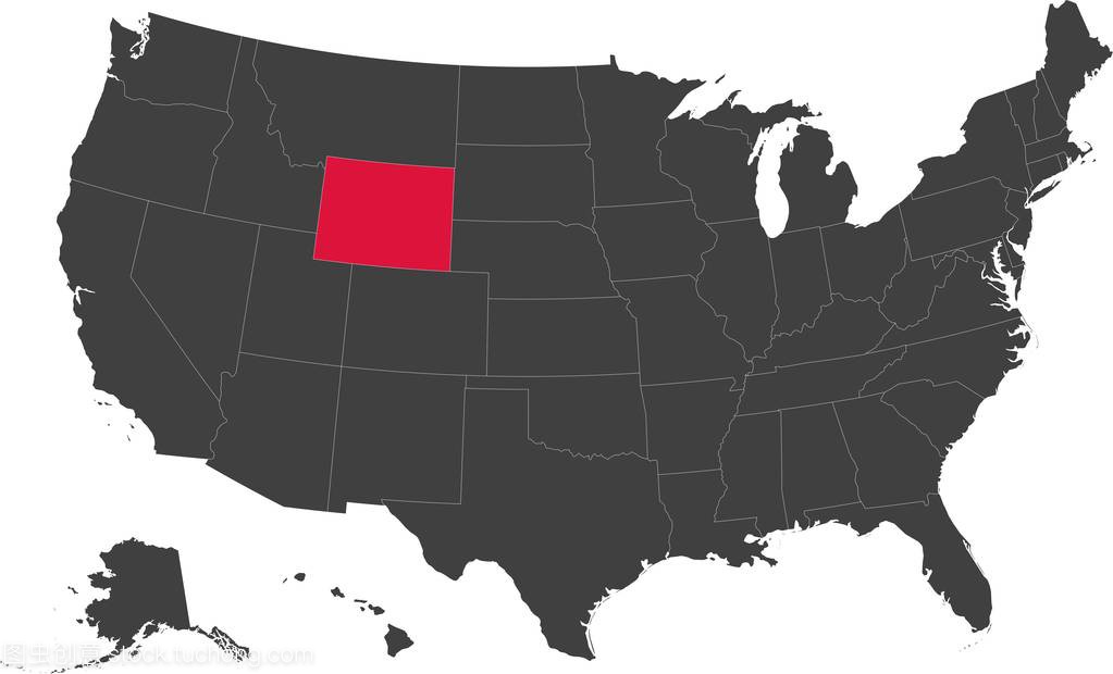 匹配的怀俄明州,美国电子地图