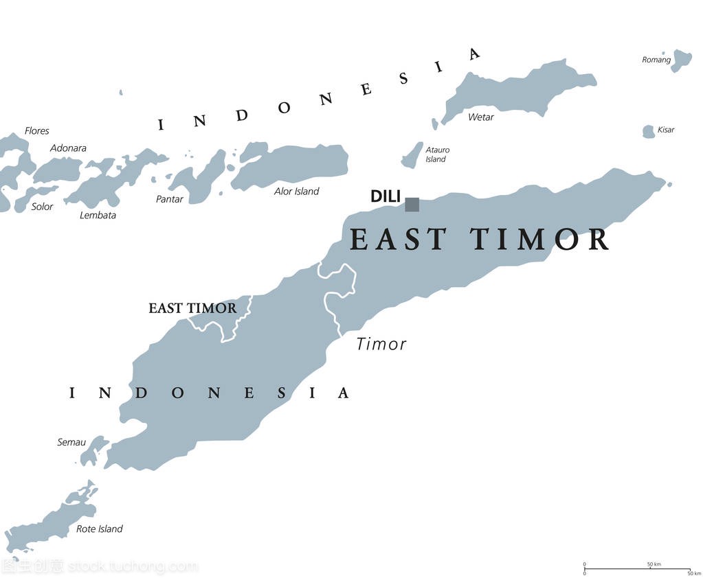 东帝汶或也东帝汶政治地图