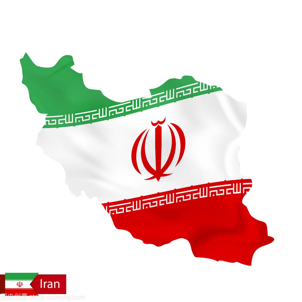 伊朗地图挥舞国旗的国家