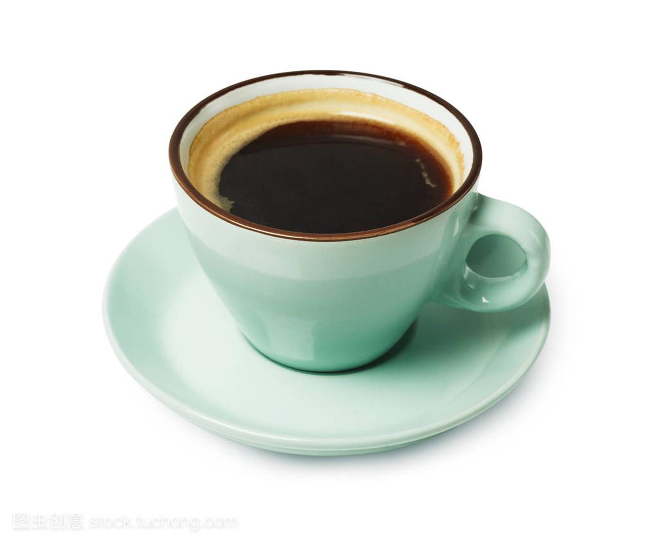 意式浓缩咖啡或美式咖啡,黑咖啡杯子上面白色