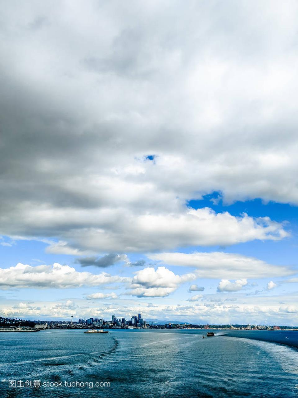 西雅图华盛顿城市地平线部分多云天气