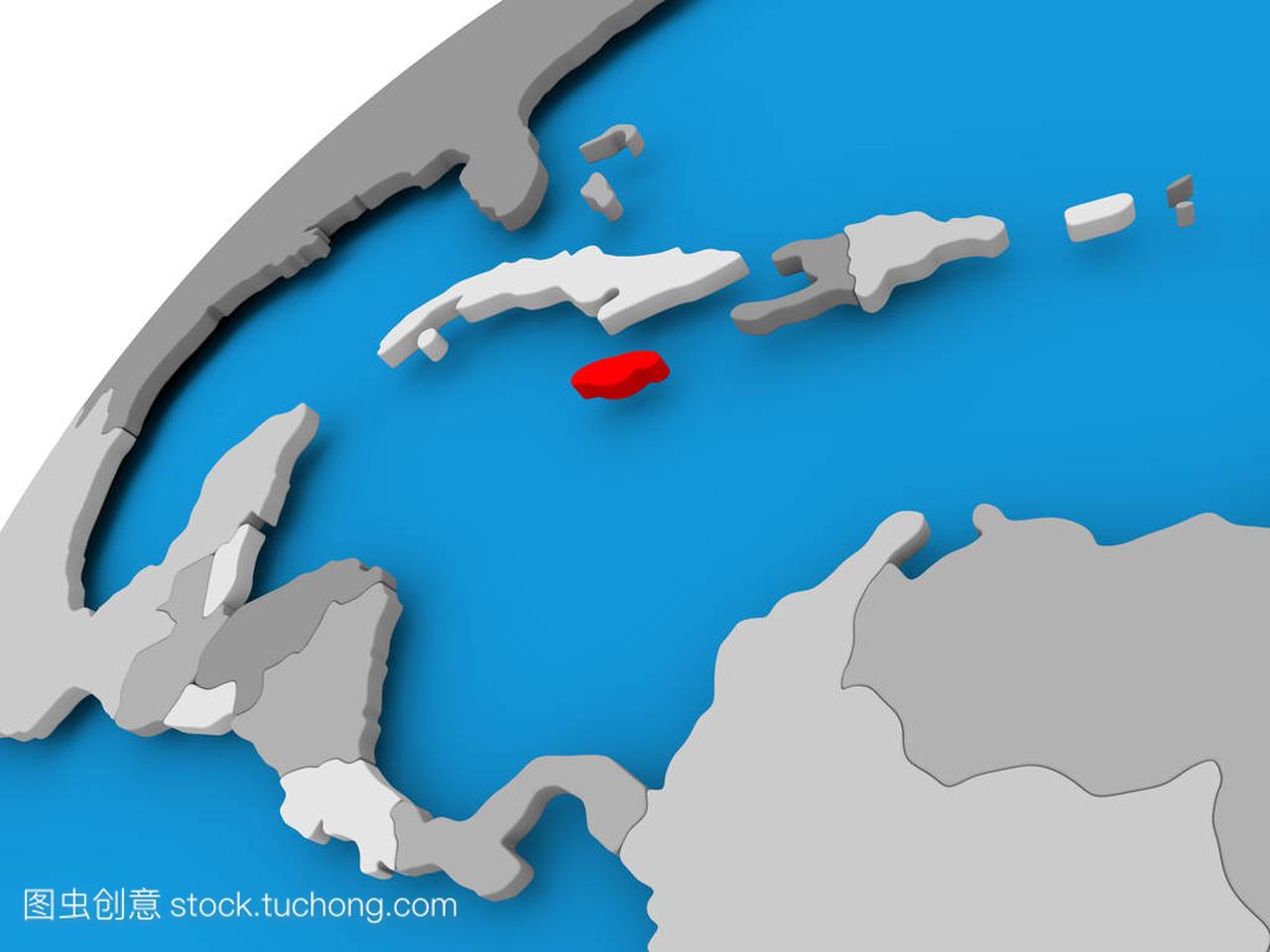 红色的牙买加地图