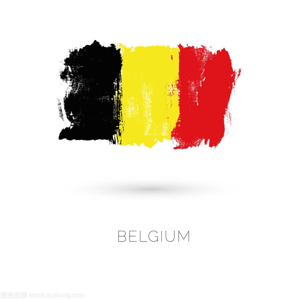 比利时多彩的画笔描边画民族国家国旗