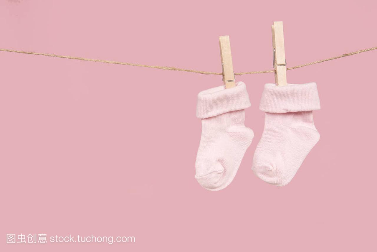 粉红色的宝宝双袜子,副本的空间粉红的底色上