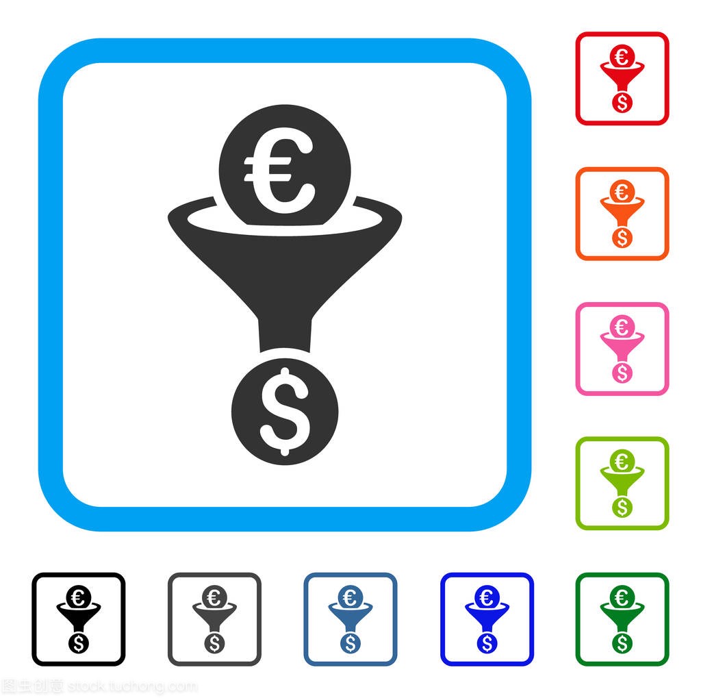 欧元美元转换漏斗框架图标