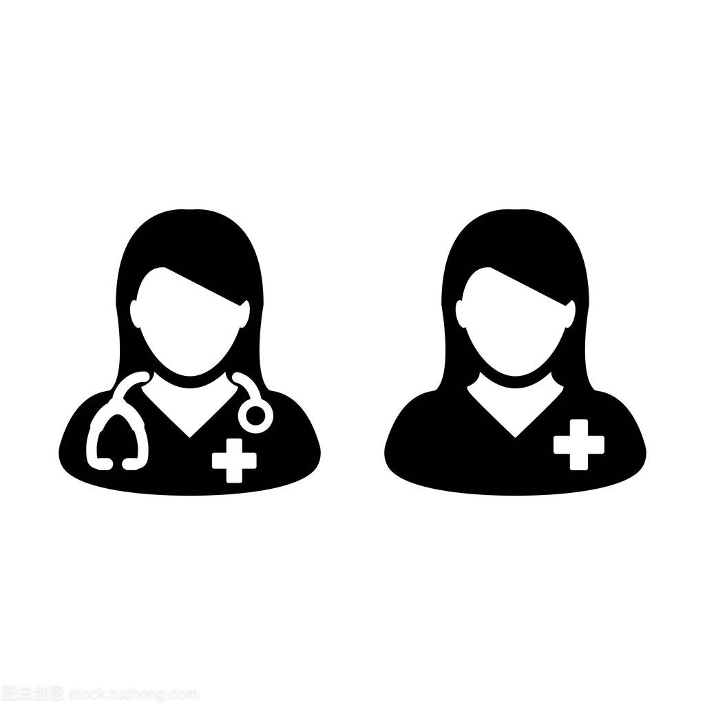 医生图标病媒病人医学咨询和助理女性头像符号
