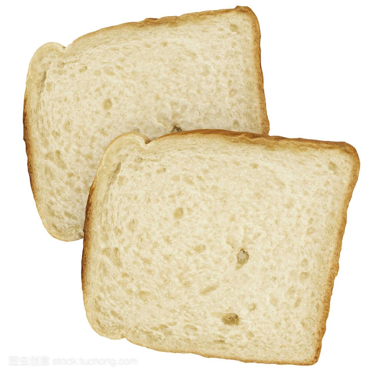 面包片-土司双顶视图-隔离在白色