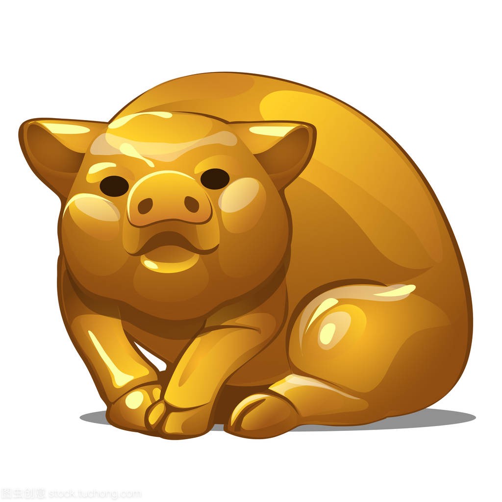 猪的金色身影。中国星座符号。日历12动物。