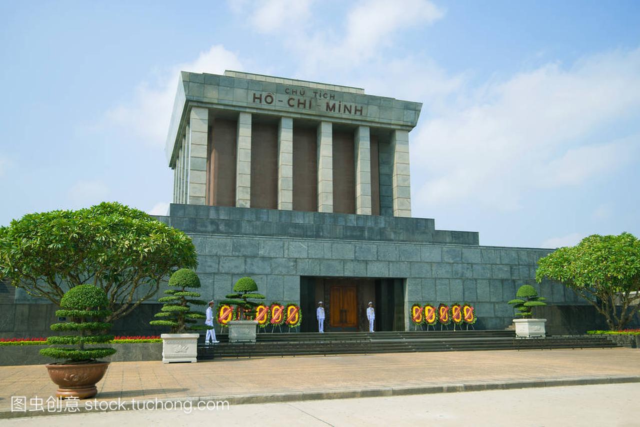 胡志明陵墓特写天气晴朗。越南河内
