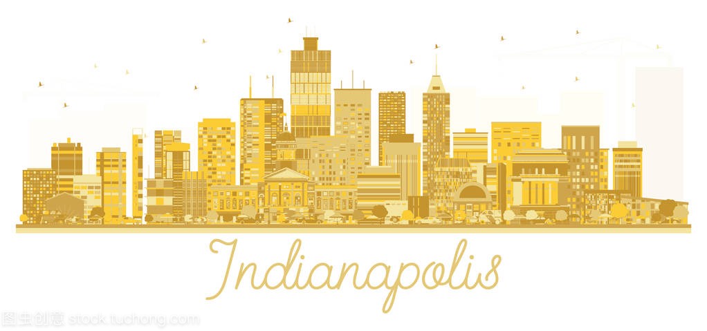 印第安纳波利斯美国城市地平线金色剪影