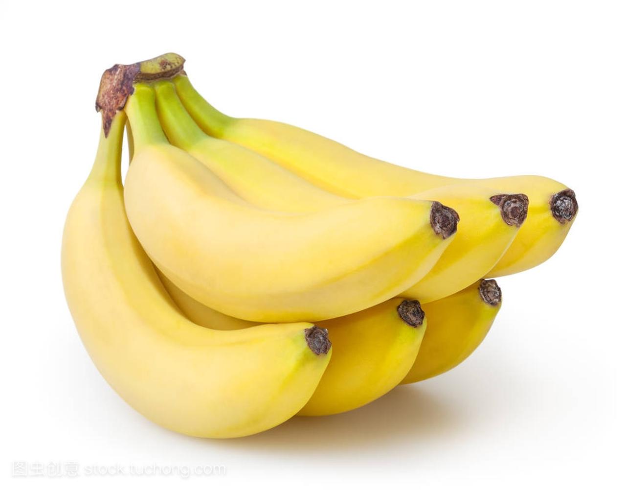 一串香蕉在白色背景上与修剪路径隔离