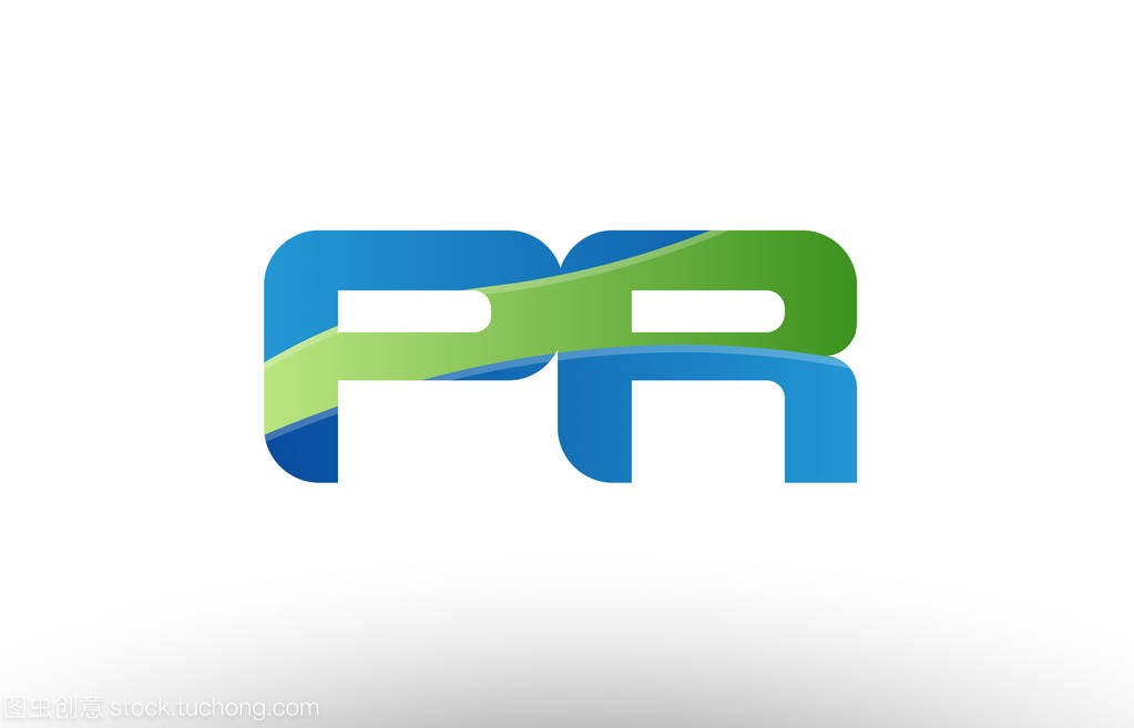 蓝色绿色 pr p r 字母标志组合图标设计