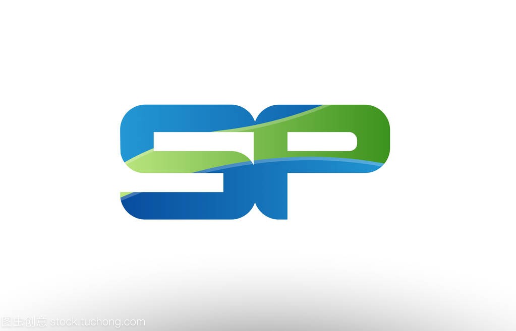 蓝色绿色 sp p 字母字母标志组合图标设计