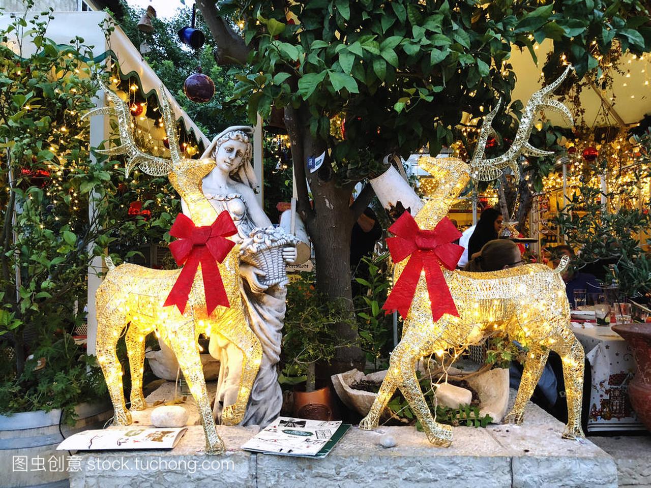海法, 以色列-2017年12月22日: 圣诞节节日装饰