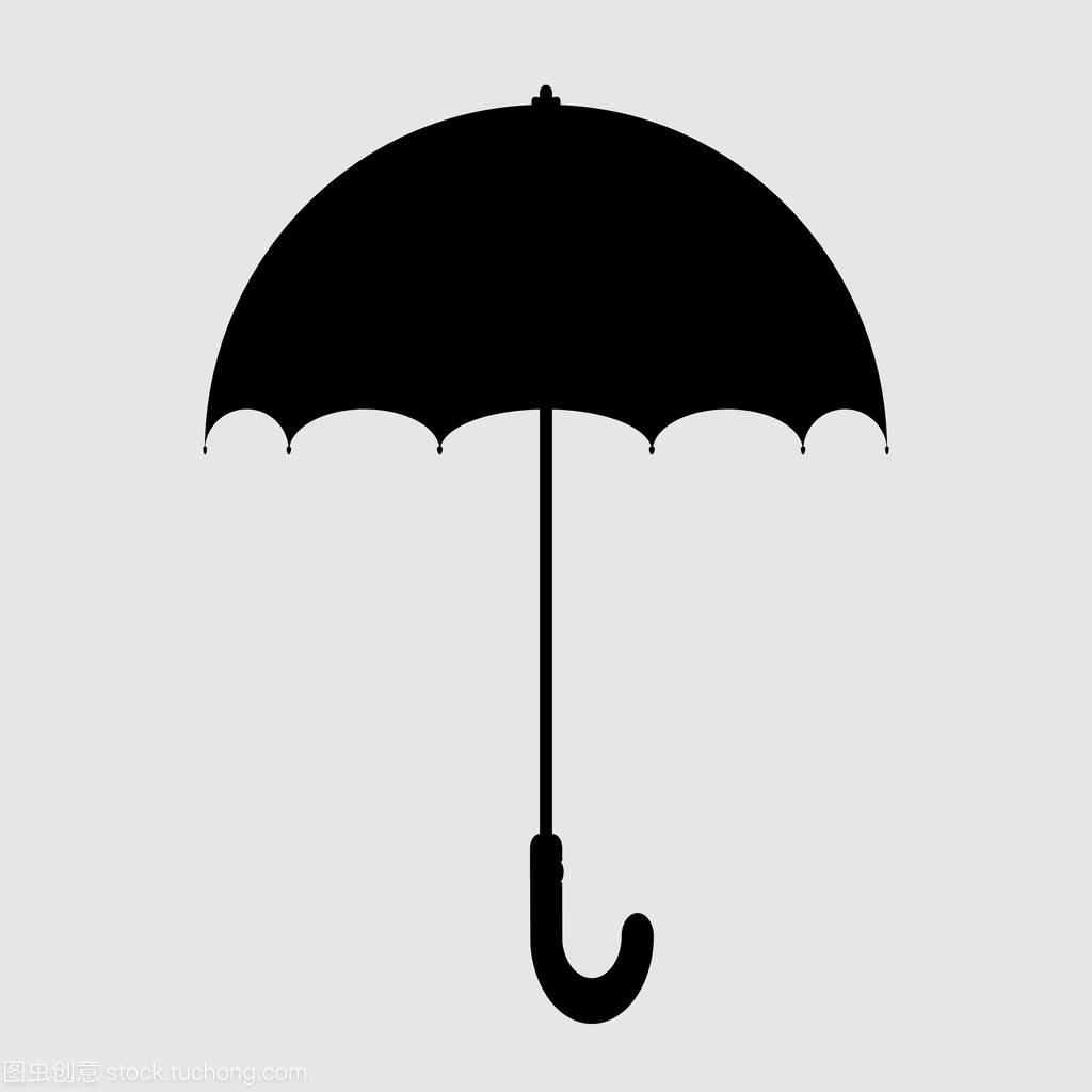 雨伞剪影。矢量插图概念。隔离在白色