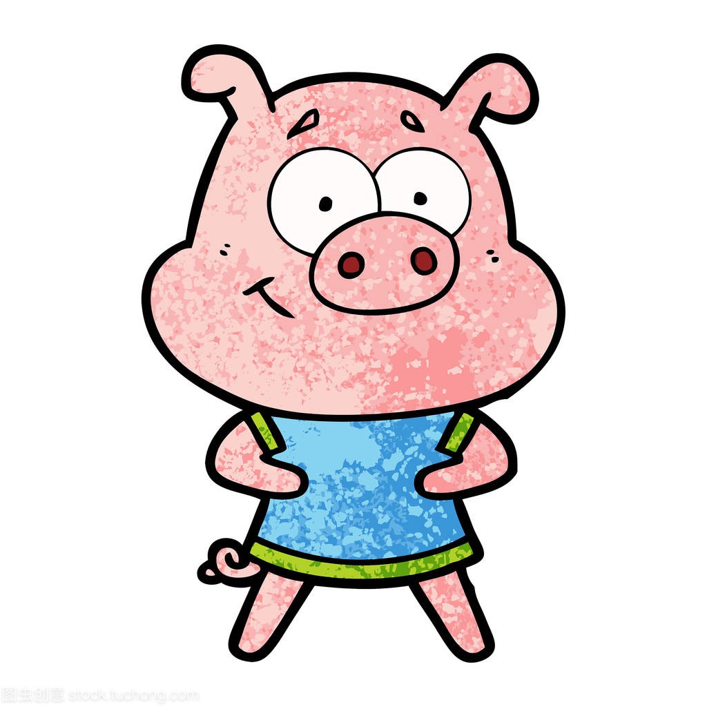 快乐卡通猪的矢量插图