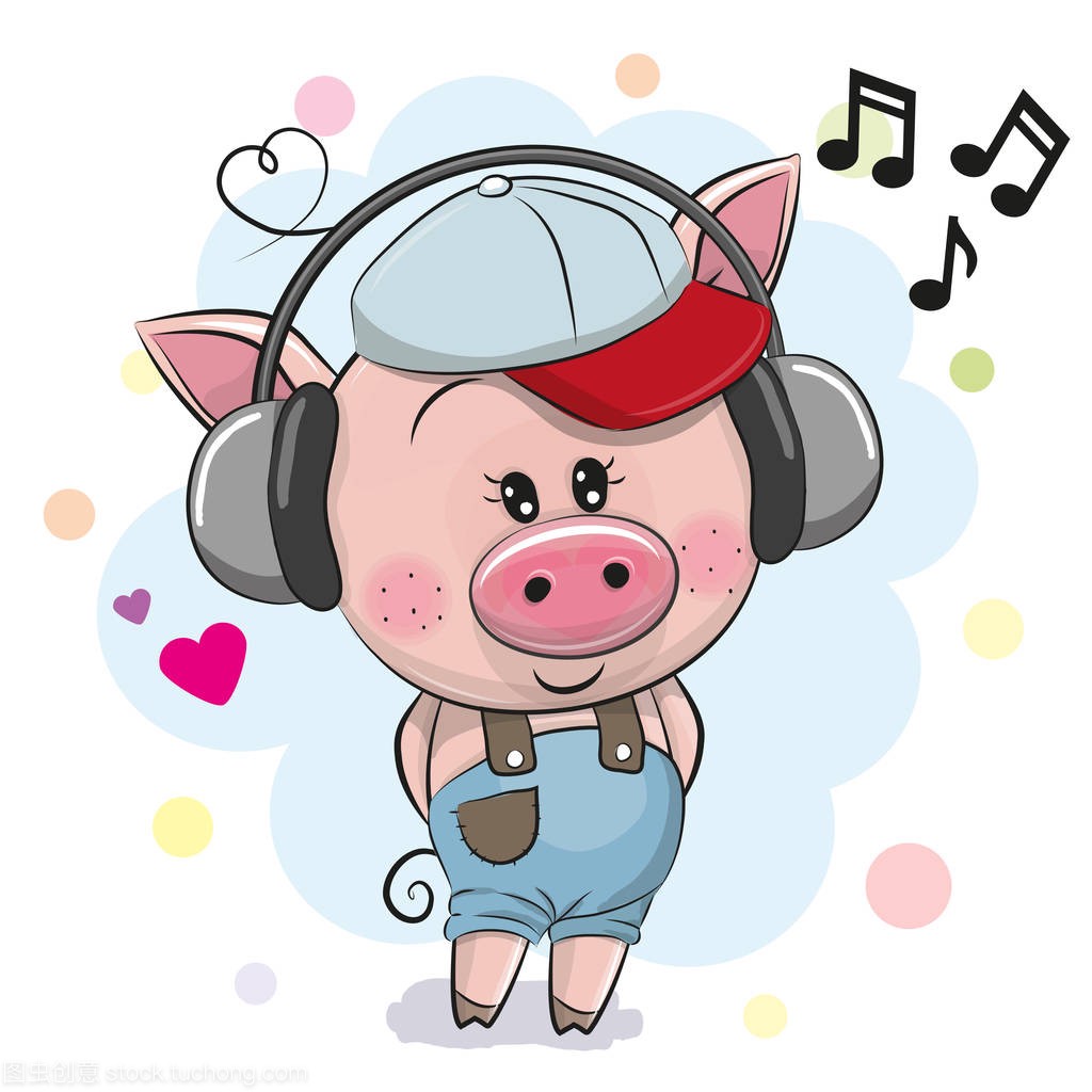 可爱卡通猪用耳机