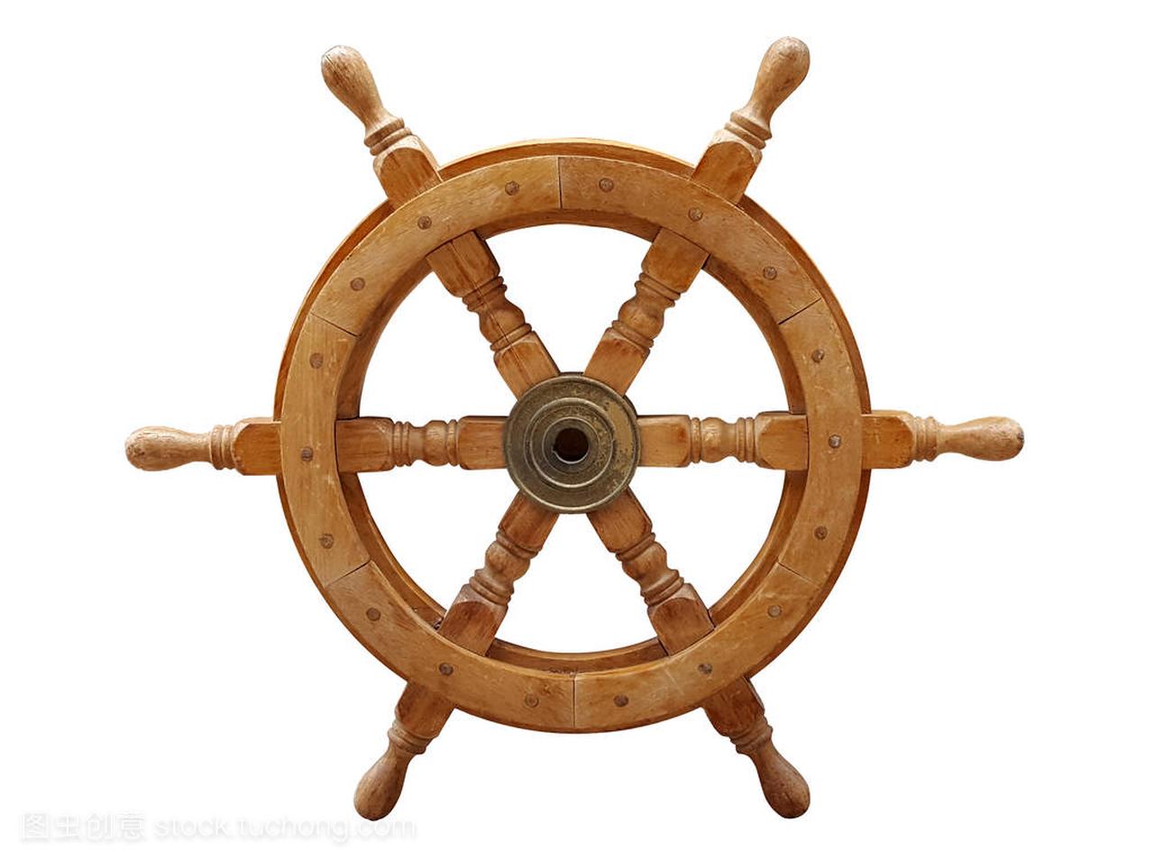 旧木制船舵轮