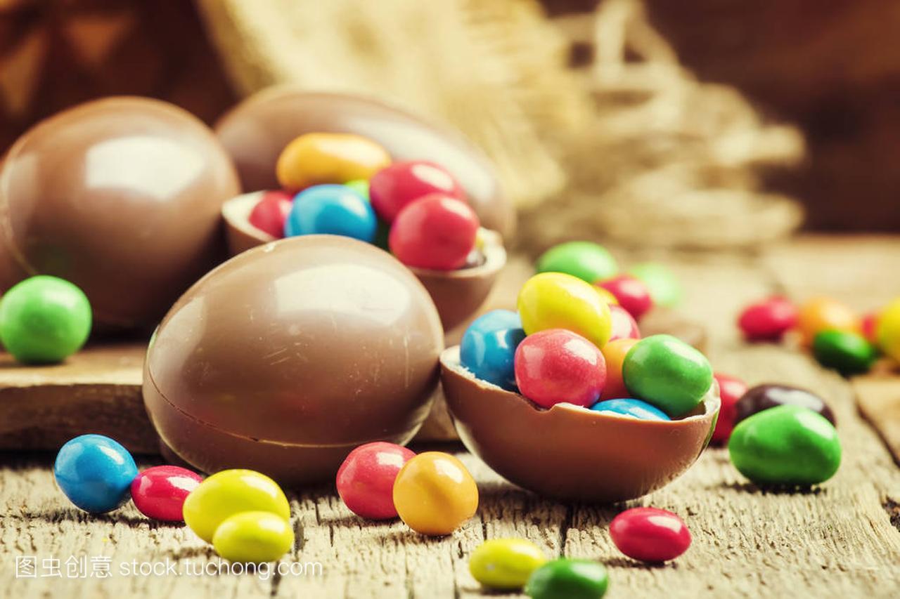 复活节作文与巧克力蛋和五颜六色的糖果, 复古